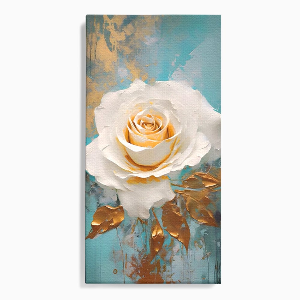 Tablou canvas cu tablou canvas cu trandafir alb, fara rama, pe sasiu de lemn
